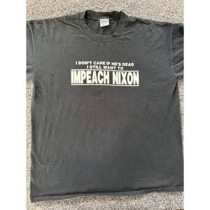 Vintage All Sport Impeach Nixon T-Shirt XXL Black Made in USA Graphic Tee